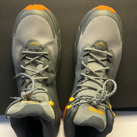Hoka Gray and Orange Athletic Shoes High Tops - Picture 5 of 8